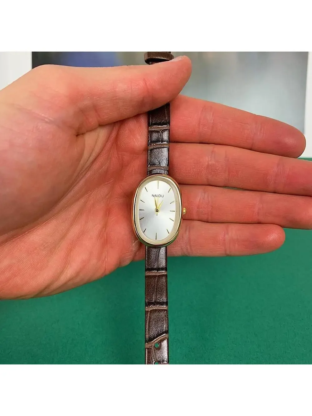 Y2K Brown Silver Leather Watch 8 Inch
